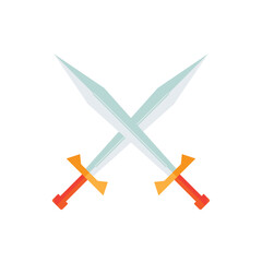 Cartoon game sword on transparent background. Crossed Knight Sword Ancient Weapon Cartoon Design