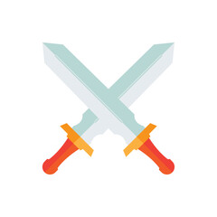 Obraz premium Cartoon game sword on transparent background. Crossed Knight Sword Ancient Weapon Cartoon Design