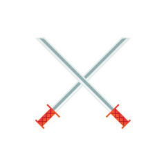 Cartoon game sword on transparent background. Crossed Knight Sword Ancient Weapon Cartoon Design