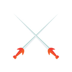 Cartoon game sword on transparent background. Crossed Knight Sword Ancient Weapon Cartoon Design