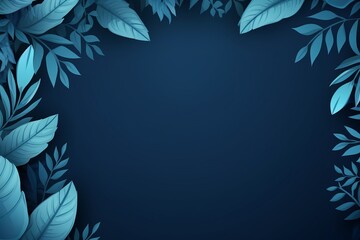 Fototapeta na wymiar Tropical Leaves Collection in Shades of Blue with Space Background and Copy Space Generative AI
