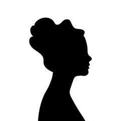 Woman avatar profile. Vector silhouette of a woman's head or icon isolated on a white background. Symbol of female beauty.