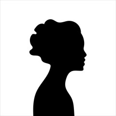 Woman avatar profile. Vector silhouette of a woman's head or icon isolated on a white background. Symbol of female beauty.