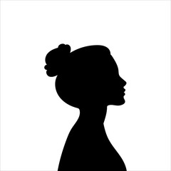 Woman avatar profile. Vector silhouette of a woman's head or icon isolated on a white background. Symbol of female beauty.
