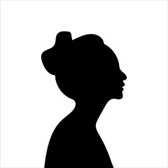 Woman avatar profile. Vector silhouette of a woman's head or icon isolated on a white background. Symbol of female beauty.