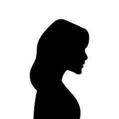Woman avatar profile. Vector silhouette of a woman's head or icon isolated on a white background. Symbol of female beauty.
