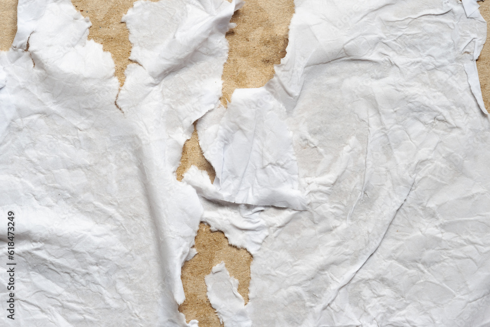 Aufkleber wet torn paper texture. blank torn sheet of wet white paper with surface texture. paper background