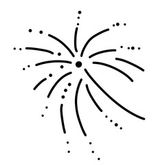 Vector 4th July fireworks illustration isolated on white in doodle comic scribble bullet journal sketch style. Holiday sparkling burst party in the sky.