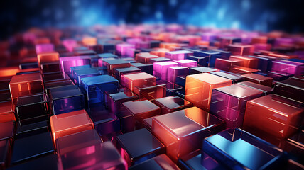 Fototapeta premium 3d abstract ultraviolet pink blue futuristic background, modern geometric metallic mosaic tile, generative AI tools 