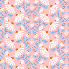 Seamless vector floral pattern with daisies