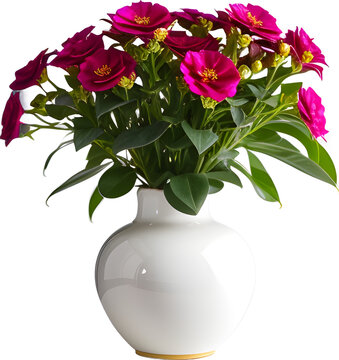 vase decoration bouquet flowers planted in a pot on a white png background