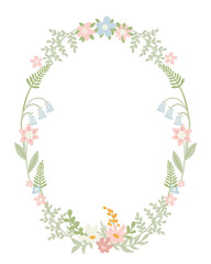 Vector oval wreath of flowers
