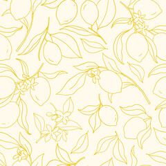 Vector seamless pattern with lemon branches