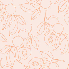 Vector seamless pattern with peach branches