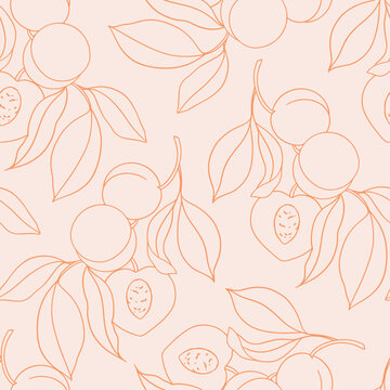 Vector seamless pattern with peach branches