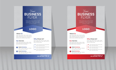 Business Flyer design A4 size corporate flyer template for marketing professional and modern business flyer with some services business flyer set with photo placement