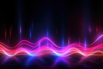 Fototapeta na wymiar abstract futuristic background with pink blue glowing neon moving high speed sound wave rhythm lines and bokeh lights. Data transfer concept Fantastic wallpaper