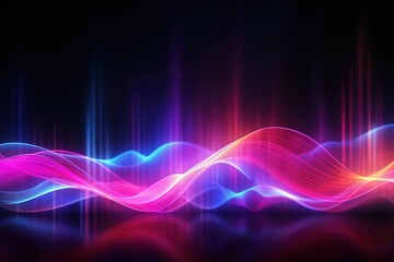 Obraz premium abstract futuristic background with pink blue glowing neon moving high speed sound wave rhythm lines and bokeh lights. Data transfer concept Fantastic wallpaper