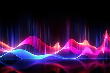 Fototapeta na wymiar abstract futuristic background with pink blue glowing neon moving high speed sound wave rhythm lines and bokeh lights. Data transfer concept Fantastic wallpaper