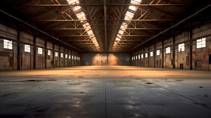 Interior of a Large Empty Industrial Warehouse