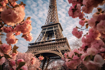 Photo of the eiffel tower with flowers