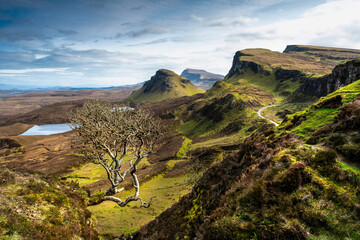 Beautiful panorama view of Quiraing, Scotland, Isle of Skye
