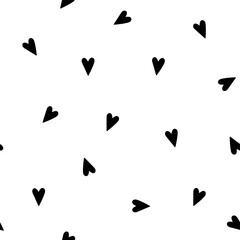 Modern abstract seamless pattern with heart shapes. Romantic hand drawn vector design illustration background for surface design