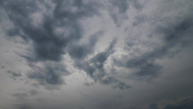 4k time lapse footage of rain clouds moving in sky before raining, dark clouds rolling cross sky like painting.