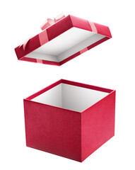 Red open gift box isolated