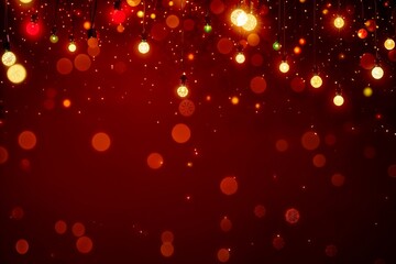 Red Christmas baubles decoration on red background. New Year party background. Minimal style. Flat lay.