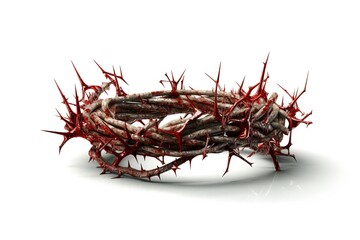 Fototapeta premium crucifixion crown of thorns isolated on white background. Generated by AI.