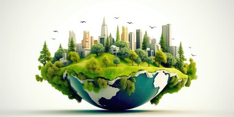 ESG. Green energy, Sustainable industry. Ecological sustainability. Environmental, Social, and Corporate Governance concept. Generative AI.

