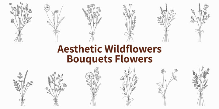 Aesthetic Wildflowers Bouquets Flowers. Art & Illustration © Mas Water