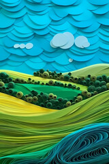 Obraz premium Plasticine landscape. AI generation