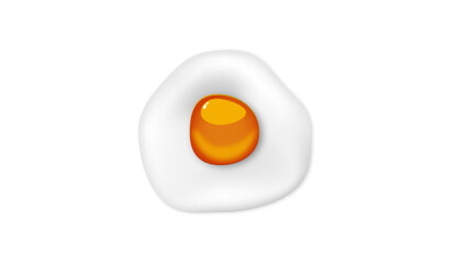 3d Realistic Fried Egg Vector. Fried egg isolated on white background. Healthy nutritious breakfast meal. Yolk and white. Scrambled omelet & healthy delicious breakfast flat vector illustration.