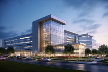 Futuristic hospital boasting modern architecture