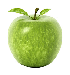 Fresh green apple isolated on transparent background. 3D illustration