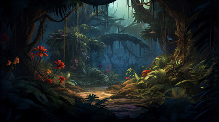 Fototapeta na wymiar Fantasy fairy forest. AI Generative