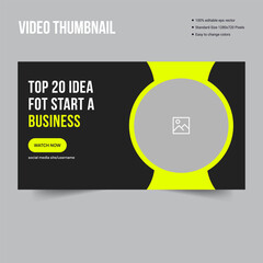Creative business idea youtube video thumbnail banner template design, fully editable vector eps 10 file format