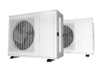 Obraz premium Two Modern Heat Pumps 3D Rendered Isolated