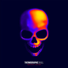 Abstract infrared thermographic skull. Danger internet virus, technical problem or system error. Vector illustration.