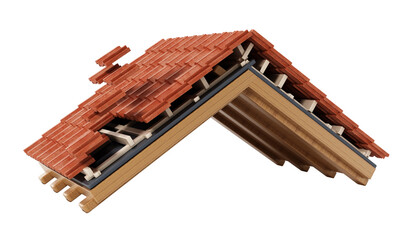 Roof construction detail isolated on white background.  Transparent background. 3D illustration © Destina