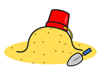 砂浜とバケツとスコップ