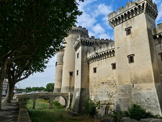 Fototapeta na wymiar Tarascon, May 2023 : Visit the beautiful city of Tarascon in Provence - View on the castle 