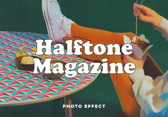 Halftone Magazine Photo Effect Mockup