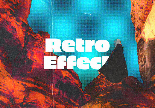 Retro Magazine Halftone Photo Effect Mockup