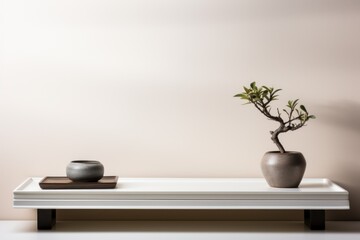 Miniature bonsai on white background generative ai