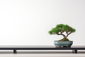 Miniature bonsai on white background generative ai