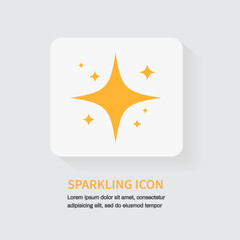 sparkling icon. Yellow sparkles stars isolated on white background. Decoration twinkle, shiny, light effect. Vector illustration