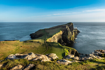 Fototapeta na wymiar Neist Point lighthouse panorama view, Scotland, Isle of Skye